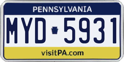 PA license plate MYD5931