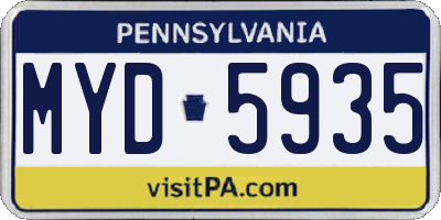 PA license plate MYD5935