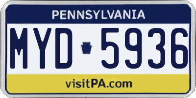 PA license plate MYD5936