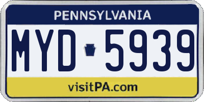 PA license plate MYD5939