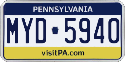 PA license plate MYD5940