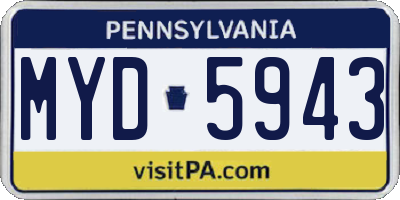 PA license plate MYD5943