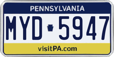 PA license plate MYD5947