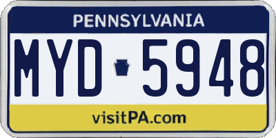 PA license plate MYD5948