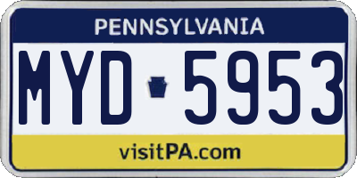 PA license plate MYD5953