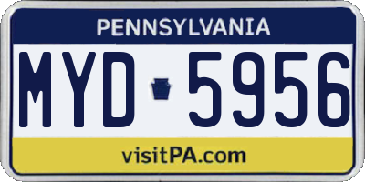 PA license plate MYD5956