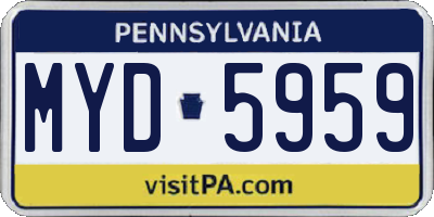 PA license plate MYD5959