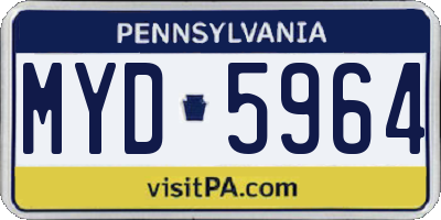 PA license plate MYD5964
