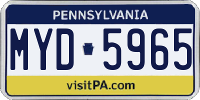 PA license plate MYD5965