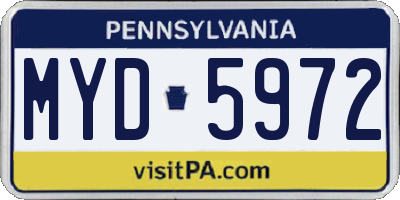 PA license plate MYD5972