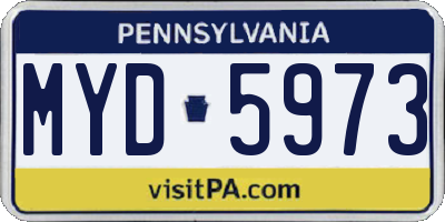 PA license plate MYD5973