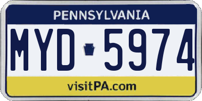 PA license plate MYD5974
