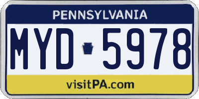 PA license plate MYD5978