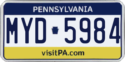 PA license plate MYD5984