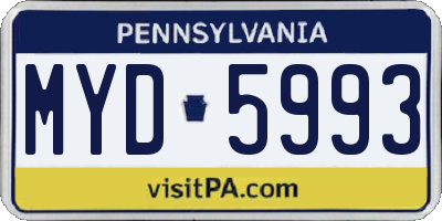 PA license plate MYD5993