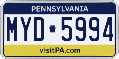 PA license plate MYD5994