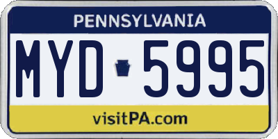 PA license plate MYD5995