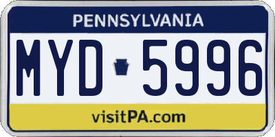 PA license plate MYD5996