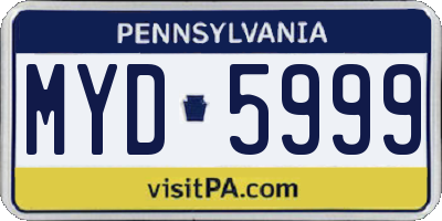 PA license plate MYD5999