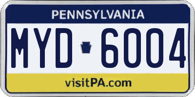 PA license plate MYD6004