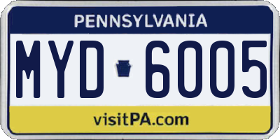 PA license plate MYD6005