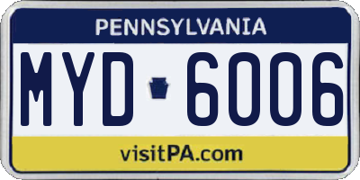 PA license plate MYD6006