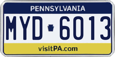 PA license plate MYD6013