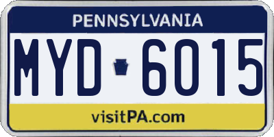 PA license plate MYD6015
