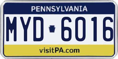 PA license plate MYD6016