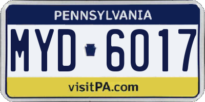 PA license plate MYD6017