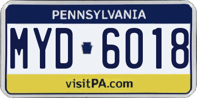 PA license plate MYD6018