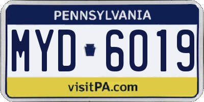PA license plate MYD6019