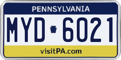 PA license plate MYD6021