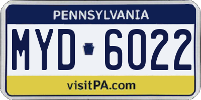 PA license plate MYD6022
