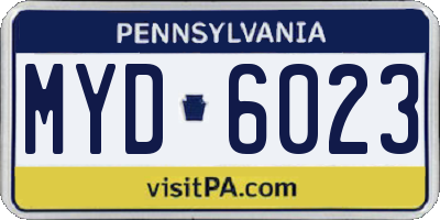 PA license plate MYD6023