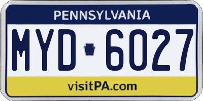 PA license plate MYD6027