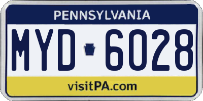 PA license plate MYD6028