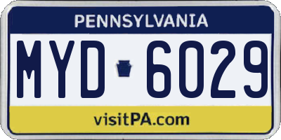PA license plate MYD6029