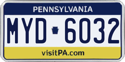 PA license plate MYD6032