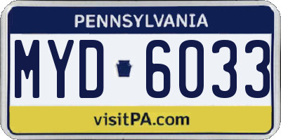 PA license plate MYD6033