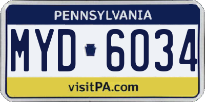PA license plate MYD6034