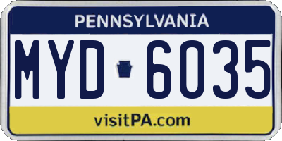 PA license plate MYD6035