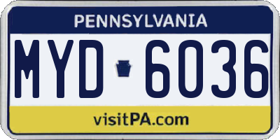 PA license plate MYD6036