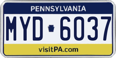 PA license plate MYD6037