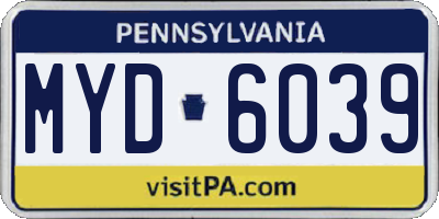 PA license plate MYD6039