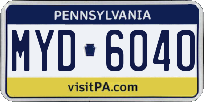 PA license plate MYD6040