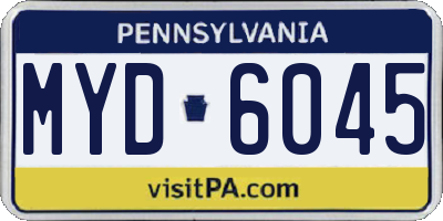 PA license plate MYD6045