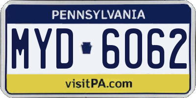 PA license plate MYD6062