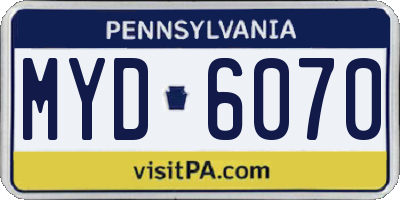 PA license plate MYD6070