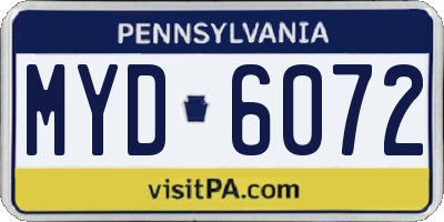 PA license plate MYD6072